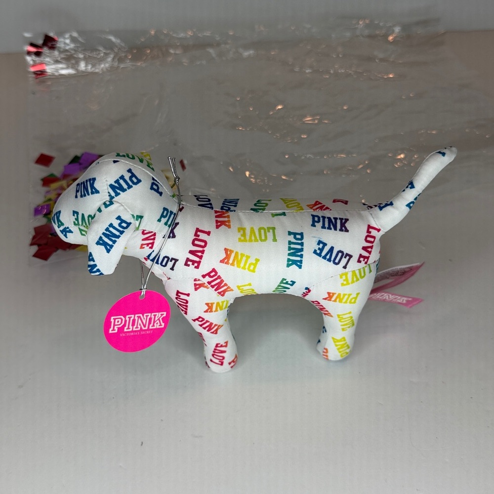 PINK Victorias Secret multicolor plush dog